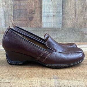 Bjorndal Noelle Leather Upper Brown Slip On‎ Wedge Loafers 136244 Womens 10M